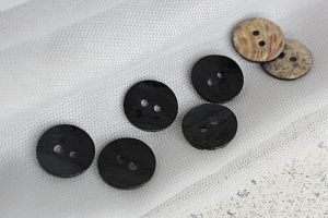 (п280842) World of buttons, Пуговицы из ракушки, 15мм, чёрный