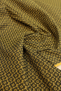 (Т840) Ткань жаккард костюмный Lois Vuitton, 70% хлопок, 30% па, принт, коричневый