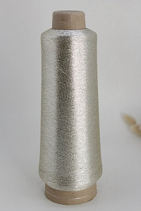 (11641) Kyototex, PURE, 80% вискоза, 20% п/а (люрекс), 4750м/100гр, молочный с серебром