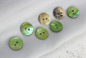 (п241185) World of buttons, Пуговицы из ракушки, 13мм, светло-зелёный
